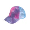 Comercio exterior Sombrero de tie-dye de moda verano Top Hat vacío para mujer europeo y americano protección solar sombrero para el sol sombrero de algodón para coleta gorra de béisbol