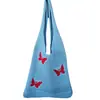 Bolsa de Verão Chic de Tricô para Praia com Recortes Nova Bolsa de Ombro Simples Coreana 2024 Bolsa Tote Versátil