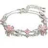Pulsera de Zirconia Estilo Dulce Flor de Cerezo Rosa Variada Impresión KINOMOTO SAKURA Mismo Estilo Estilo de Niña Regalo para Novia