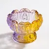Porta lámpara de mantequilla de vidrio multicolor, candelabro para el hogar, base para velas de ofrenda frente al Buda, luz duradera, portavelas de loto