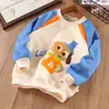 Venta Directa de Fábrica de Sudaderas a Color Bloqueadas de Dibujos Animados para Niños, Estilos de Primavera y Otoño, Tops Casuales para Niños, Jerseys de Cuello Redondo, Ropa para Niños al por Mayor