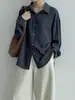 Camisa protectora del sol de estilo francés artístico Oufan para mujer, diseño de principios de otoño con abertura en la espalda, top tipo caftán 11441