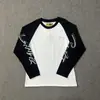 Camisetas Casuales Sueltas de Manga Larga Raglán con Bloques de Color Estampado de Letras Alcatraz para Hombre y Mujer Marca de Moda al por Mayor Transfronteriza