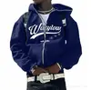 Moletom de Fleece 2026 com Zíper Completo, Design Gratuito, Processamento Gratuito, Transferência Térmica 2D, Padrões de Letras Impressos em 3D