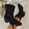 Atmósfera Otoño Invierno Elegante Tallas Grandes Modernas Hebilla Diseño de Comercio Exterior Cremallera Lateral Moda Botas de Mujer Botines