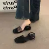Mules Chuyuji estilo francês de nicho, vazadas, respiráveis, trançadas, bico fechado para mulheres, novos sapatos Mary Jane de verão para uso externo