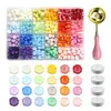 Cuchara para cuentas de cera, juego blanco compartimentado para cera, accesorios para sellos de cera de fuego, cuchara para cera de fuego, juego de montaje automático de velas blancas pequeñas