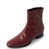 Botas Curtas de Alta Qualidade para Outono, Estilo Popular, Couro de Flor Integral por Dentro e por Fora, Versátil, Zíper Traseiro, Sola Reta, Botas de Cano Ajustado, Botas de Moda Feminina