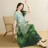 2026 Novo Vestido de Algodão e Seda Estilo Resort da Moda para Mulheres Mães Verão Nova Textura Vestido de Alta Qualidade para Meia-Idade