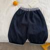 Pantalones Largos para Niños 2025 Ojos Entrecerrados Otoño Nuevo Color Sólido Denim Pantalones Casuales para Niños y Niñas Bebé Empalmados Pantalones Rectos