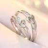 Anillo de pareja de plata s925 Yongjie Tongxin anillo de plata de ley japonés y coreano boca abierta diseño simple original
