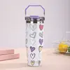 Bolsa Cruzada de Gran Capacidad 30oz Taza para Coche Impresa en 3D Termo de Acero Inoxidable de Doble Capa Taza para Beber con Doble Popote