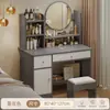 Quarto de luxo leve minimalista moderno estilo europeu quarto principal penteadeira pequena penteadeira com armário de armazenamento integrado