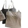 Chica Caliente Estilo Nuevo Versátil Color Sólido Tirantes Finos Almohadillas Fijas en el Sujetador Camiseta sin Mangas Adelgazante Moda Capa Base Ropa Interior Cómoda