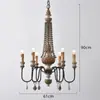 Candelabro de Madera Tallada Vintage Estilo Country Americano Transfronterizo para Sala de Estar, Comedor, Iluminación de Dormitorio, Madera Maciza