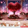 Tapeçaria de parede popular rosa em formato de coração para o Dia dos Namorados, feita sob medida, para decoração de quarto, cabeceira e sala de estar