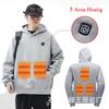 USB Puede Calentar Invierno Americano Pesado Sólido Color Básico Suéter Holgado Abrigo para Hombre con Forro Polar Sudadera con Capucha