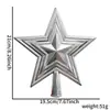 Nuevo adorno de estrella para la punta del árbol de Navidad tridimensional hueco decoración navideña decoración de corona de árbol accesorio de pentagrama de plástico