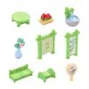 Decoraciones de escena miniatura de bambú de verano: pantalla, cortina de bambú, cama de bambú, agua corriente. Juego de 6 piezas de accesorios para micro paisajismo