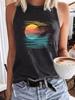 Aliexpress Amazon Más Vendido Estampado Amanecer Primavera y Verano Casual Sin Mangas Top Camiseta Mujer Cuello Redondo Comercio Exterior Chaleco