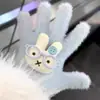 Luvas de Pelúcia Quentes Tricotadas de Cinco Dedos com Gatinho de Strass para Mulheres no Inverno, Versáteis à Prova de Frio e Vento para Ciclismo, Aconchegantes