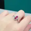 Anillo de Rubí Rojo Paloma Natural Plata S925 Incrustación Seiko Proceso de Electrochapado 18k Piedra Principal 4*5mm Natural