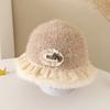 Chapéu Novo para Bebê Outono e Inverno Chapéu Bucket Estilo Japonês Versão Coreana Laço de Cetim Renda Quente Moda Chapéu de Pescador Infantil