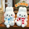 Nuevo Lindo Bufanda de Dibujos Animados Conejito Blanco Peluche Muñeco Llavero Colgante para Bolsos de Niñas
