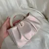 Bolso Pequeño Plegado Estilo Francés de Alta Gama 2026 con un Toque de Hada, Bolso de Mano de Perlas, Bolso Cruzado Nube de Estilo Suave para Mujer