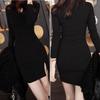 Falda de estilo coreano para primavera y otoño, falda ajustada de color sólido para mujer, falda sexy a la cadera para discoteca, vestido con temperamento dividido