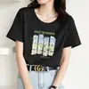 Popular camiseta de manga corta de verano para mujer de Lightning Warehouse, estilo coreano, estampado de flores de margarita, camiseta básica casual blanca de talla grande, top para mujer