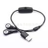 Cable de electrodo para fisioterapia USB 1 minuto 2 electrodos Hebilla Cable de masaje USB con botón interruptor de llave 501 Cable de fisioterapia