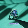 Anillo de flor azul quemado esmaltado para mujer, flor de durazno, loto, osmanthus, estilo étnico, artístico, retro, boca abierta, ajustable para mujer