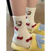Calcetines de dibujos animados lindos para otoño e invierno, calcetines de felpa cálidos y gruesos, calcetines holgados de Hello Kitty dulces, hasta la pantorrilla