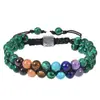 Pulsera Bohemia de Doble Capa de Piedra Natural Colorida de 6 mm para Mujer Pulsera de Árbol de la Vida con Cuentas de Piedra Natural Cristal Ónix
