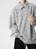 Sudadera Retro Suelta con Media Cremallera y Solapas Casual para Hombre, Estilo Primavera y Otoño, Chaleco Gris Pesado de Moda