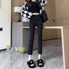 Jeans rectos negros finos de verano con abertura para mujer, cintura alta, adelgazantes, pequeños, versátiles, tipo cigarrillo, cropped