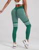 Calças de Yoga Listradas com Cintura V Traseira Calças Justas para Esportes ao Ar Livre Roupas de Yoga Femininas de Cintura Alta para Levantar o Quadril Calças de Fitness para Corrida de Secagem Rápida