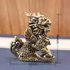 Latón Kirin Volador Yuanbao Par de Kirins Decoración Vintage para el Hogar Escritorio de Oficina Mascota de Té Artesanías Adornos