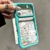 Adecuado para funda de teléfono Apple 17ProMax con colores contrastantes, ventana grande, ranura para tarjeta, paraguas para la lluvia y diseño de conejito de dibujos animados 18 cubierta protectora