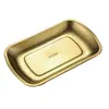 Placa Rectangular para Barbacoa de Acero Inoxidable, Plato para Rollos de Arroz y Empanadillas, Placa Plana, Plato Dorado Creativo para Snacks Comercial