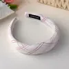 Novo estilo em tons pastel suaves, tiara fresca e fofa com tecido listrado rosa e branco e esponja, design xadrez doce, adequada para lavar o rosto, para mulheres