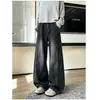 Jeans de pierna ancha, jeans de pierna curva, azul retro para hombre, estilo americano de alta costura de otoño, marca de moda, corte holgado, pantalones de pierna recta, diseño limpio