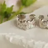 V Ouro Retrô Vintage Italiano Estilo Corte Diamante Rosa Pequena Margarida Gardênia Anel Rosa Unissex