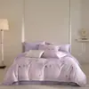Estilo da Marca Algodão de Fibra Longa Conjunto de Cama de Quatro Peças Espessado Escovado 100% Algodão Puro Capa de Edredom Lençol Pequeno Fresco Roupa de Cama 100% Algodão