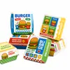 Caja de papel para hamburguesas gruesa a prueba de aceite de grado alimenticio, caja de embalaje desechable comercial para comida rápida para llevar, personalizable con impresión de logotipo