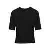 Top Sexy Levemente Transparente que Mostra a Silhueta, Manga Três Quartos para Garota Hot ~ Camiseta Feminina e Confortável, Gola Alta, Cintura Elástica, Manga Média