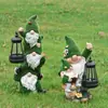 Nuevo Gnomo de Lectura Flocado Transfronterizo Figura de Resina Linterna para Patio Balcón Enano Escultura Solar para Jardín