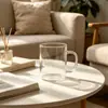 Taza de vidrio con asa de estilo coreano, fresca y colorida, taza para beber con forma de corazón para niña, taza de jugo ligera, simple y de lujo para el hogar de celebridades de Internet.