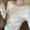Blusa feminina doce e elegante de um ombro só, com visual de duas peças, nova versão coreana de outono, suéter de malha versátil slim